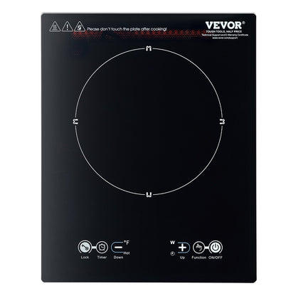 VEVOR Portable Induction Cooktop, 1800W Electric Induction Burner with 9 Temperature Settings, Countertop Induction Hot Plate with 3H Timer, Child Lock, Easy to Clean, for Home Kitchen Cooking - BXKTMSDCL180PEXMRV1 - view 10