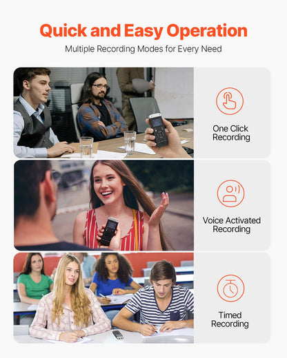 VEVOR Digital Voice Recorder, 128GB, Voice Activated Recorder with Playback, Audio Recording Device with Password USB, 8730 Hours of Storage 40 Hours of Continuous Recording, for Lectures, Meetings - BXLYJ1100MAH86SOMV9 - view 6