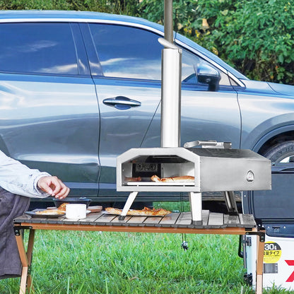 VEVOR Portable Outdoor Oven, 12-inch Pizza Oven, Pellet & Chips & Charcoal Tri-Fuel, Stainless Steel Pizza Grill, Includes Pizza Stone, Waterproof Cover, Shovel, Ideal for Camping & Backyard, Silver - BXPSL12YCKLB109Y9V0 - view 9