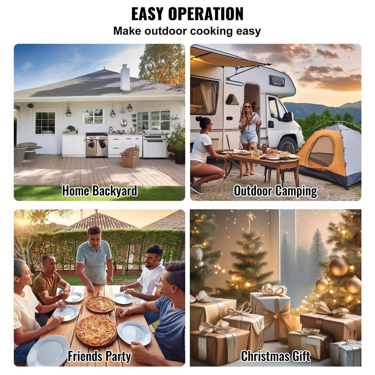 VEVOR Portable Outdoor Oven, 12-inch Pizza Oven, Pellet & Chips & Charcoal Tri-Fuel, Iron Spray Pizza Grill, Includes 210° Rotatable Pizza Stone, Scoop, Ideal for Camping & Backyard, Black - BXPSL12YCKLPK77LXV0 - view 7