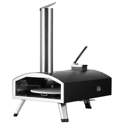 VEVOR Portable Outdoor Oven, 12-inch Pizza Oven, Pellet & Chips & Charcoal Tri-Fuel, Iron Spray Pizza Grill, Includes 210° Rotatable Pizza Stone, Scoop, Ideal for Camping & Backyard, Black - BXPSL12YCKLPK77LXV0 - view 10