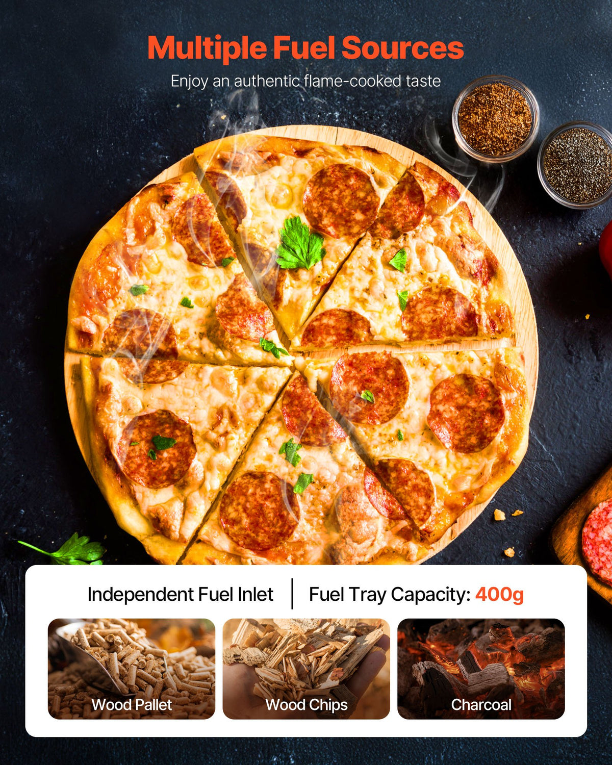 VEVOR Pizza Oven Outdoor, 12" Pellet Pizza Oven, Portable Pizza-Stove with Built-in Thermometer, Wood Fired Stainless Steel Pizza-Maker, for Backyard, Camping, Pizza-Stone, Shovel, Carry Bag, Silver - BXPSLDNZWDJBYMH4A001V0 - view 4