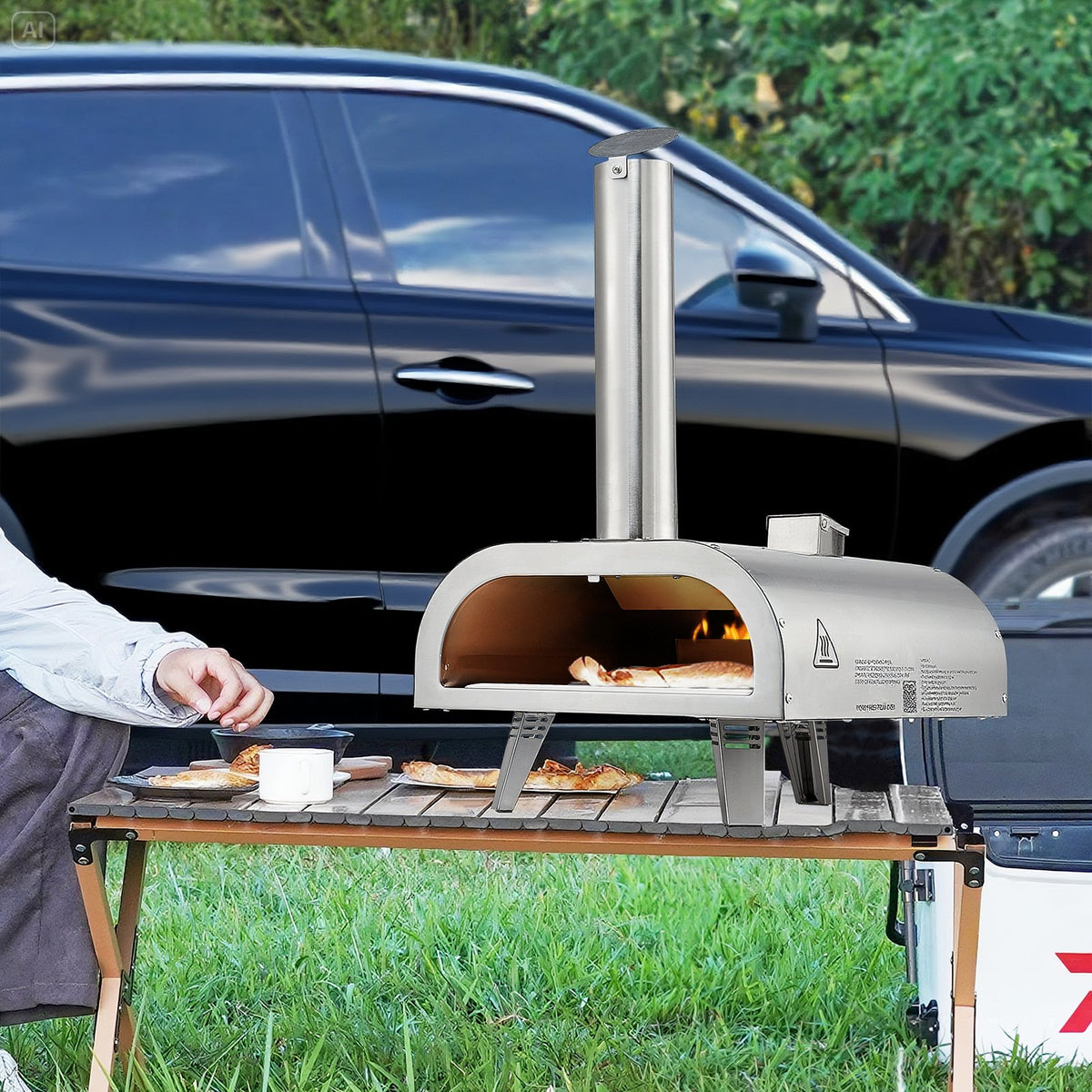 VEVOR Pizza Oven Outdoor, 12" Pellet Pizza Oven, Portable Pizza-Stove with Built-in Thermometer, Wood Fired Stainless Steel Pizza-Maker, for Backyard, Camping, Pizza-Stone, Shovel, Carry Bag, Silver - BXPSLDNZWDJBYMH4A001V0 - view 9