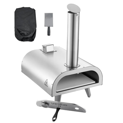VEVOR Pizza Oven Outdoor, 12" Pellet Pizza Oven, Portable Pizza-Stove with Built-in Thermometer, Wood Fired Stainless Steel Pizza-Maker, for Backyard, Camping, Pizza-Stone, Shovel, Carry Bag, Silver - BXPSLDNZWDJBYMH4A001V0 - view 10