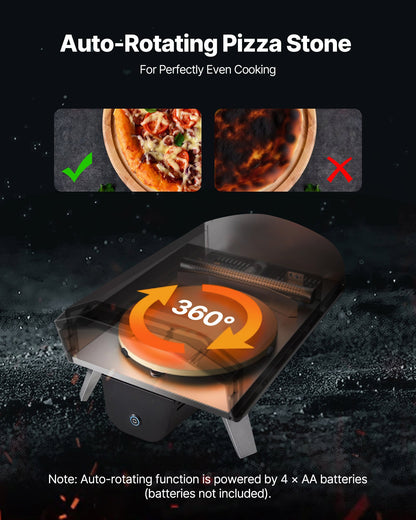 VEVOR Outdoor Pizza Oven, 12 in Wood Fired Pizza Ovens, Pellet Pizza-Stove with Thermometer & Electric Rotation, Portable Pizza-Maker for Outside Backyard Patio Camping, Pizza-Stone, Carry Bag, Shovel - BXPSLDNZWDJPCLPZU001V9 - view 5