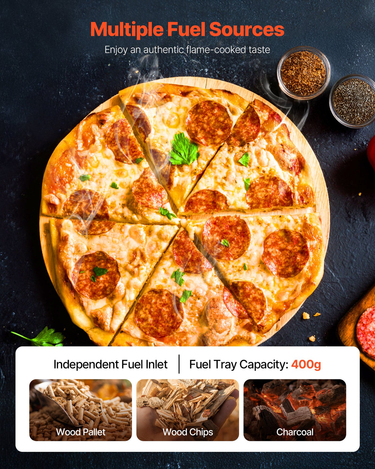 VEVOR Outdoor Pizza Oven, 12 Inch Wood Fired Pizza Ovens, Pellet Pizza-Stove with Thermometer, Portable Pizza-Maker for Outside Backyard Patio Camping, Pizza-Stone, Carry Bag, Shovel, Black - BXPSLDNZWDJPFZ2JF001V0 - view 4