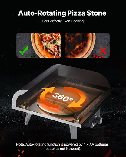 VEVOR Outdoor Pizza Oven, 12 in Propane Gas Pizza Maker, Portable Pizza-Cooker with  Electric Rotation, Thickened Pizza-Stone, Carry Bag, Propane Pizza-Oven for Outside Backyard Patio Camping, Black - BXPSLWNZWDJPT87H6001V9 - view 5