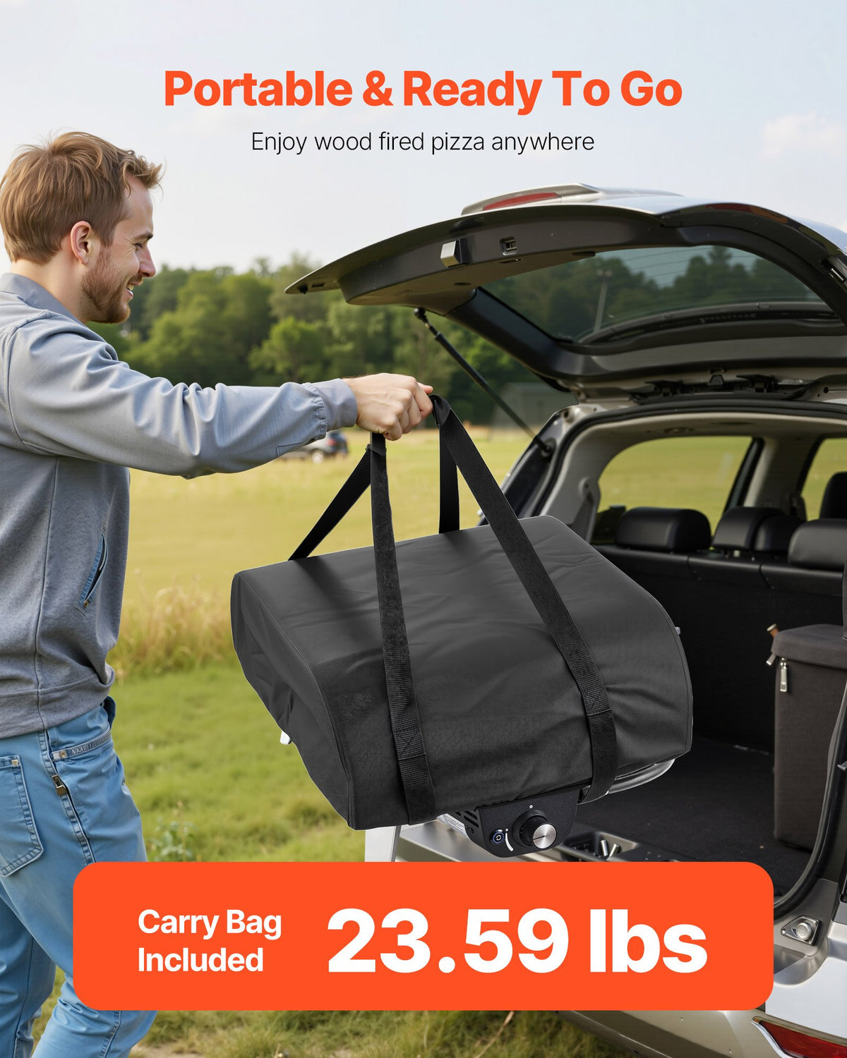 VEVOR Outdoor Pizza Oven, 12 in Propane Gas Pizza Maker, Portable Pizza-Cooker with  Electric Rotation, Thickened Pizza-Stone, Carry Bag, Propane Pizza-Oven for Outside Backyard Patio Camping, Black - BXPSLWNZWDJPT87H6001V9 - view 7
