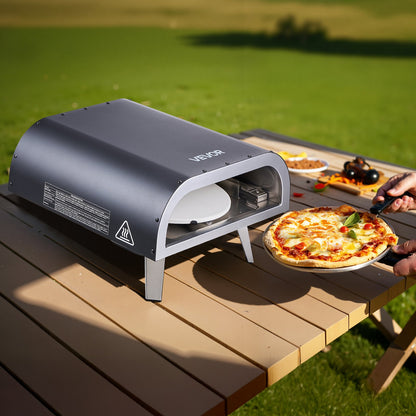VEVOR Outdoor Pizza Oven, 12 in Propane Gas Pizza Maker, Portable Pizza-Cooker with  Electric Rotation, Thickened Pizza-Stone, Carry Bag, Propane Pizza-Oven for Outside Backyard Patio Camping, Black - BXPSLWNZWDJPT87H6001V9 - view 9