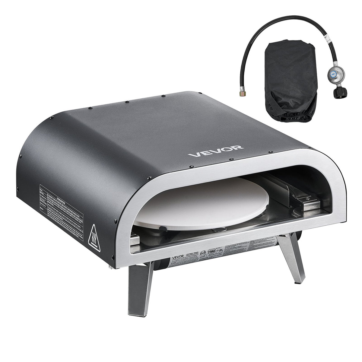 VEVOR Outdoor Pizza Oven, 12 in Propane Gas Pizza Maker, Portable Pizza-Cooker with  Electric Rotation, Thickened Pizza-Stone, Carry Bag, Propane Pizza-Oven for Outside Backyard Patio Camping, Black - BXPSLWNZWDJPT87H6001V9 - view 10