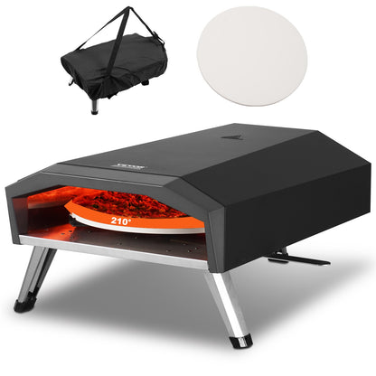 VEVOR Outdoor Pizza Oven, 13" Gas Fired Pizza Maker, Portable Outside Pizza Grill with Thickened Cordierite Pizza Stone, Waterproof Cover, Iron Spray Gas Oven with Foldable Leg for Camping & Backyard - BXPSLWNZWDJPWVMPWV0 - view 1