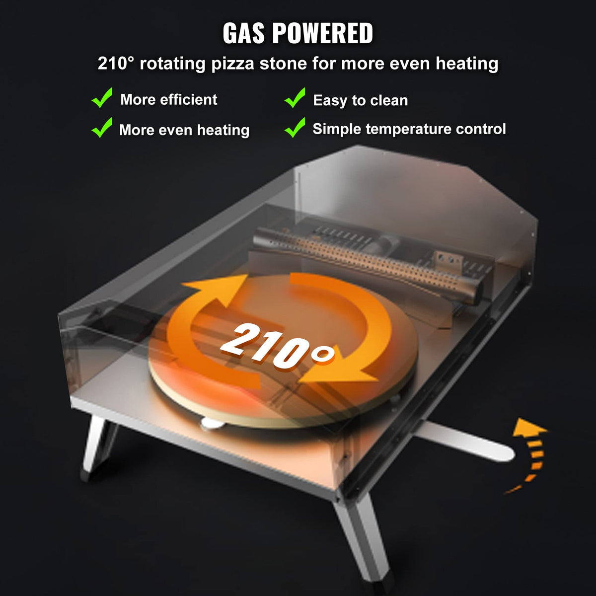 VEVOR Outdoor Pizza Oven, 13" Gas Fired Pizza Maker, Portable Outside Pizza Grill with Thickened Cordierite Pizza Stone, Waterproof Cover, Iron Spray Gas Oven with Foldable Leg for Camping & Backyard - BXPSLWNZWDJPWVMPWV0 - view 4
