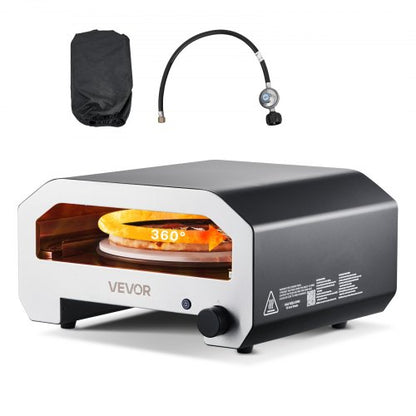 VEVOR Outdoor Pizza Oven, 16 in Propane Gas Pizza Maker, Portable Pizza-Cooker with  Electric Rotation, Thickened Pizza-Stone, Carry Bag, Propane Pizza-Oven for Outside Backyard Patio Camping, Black - BXPSLWPTDXZGRP2D3001V9 - view 2