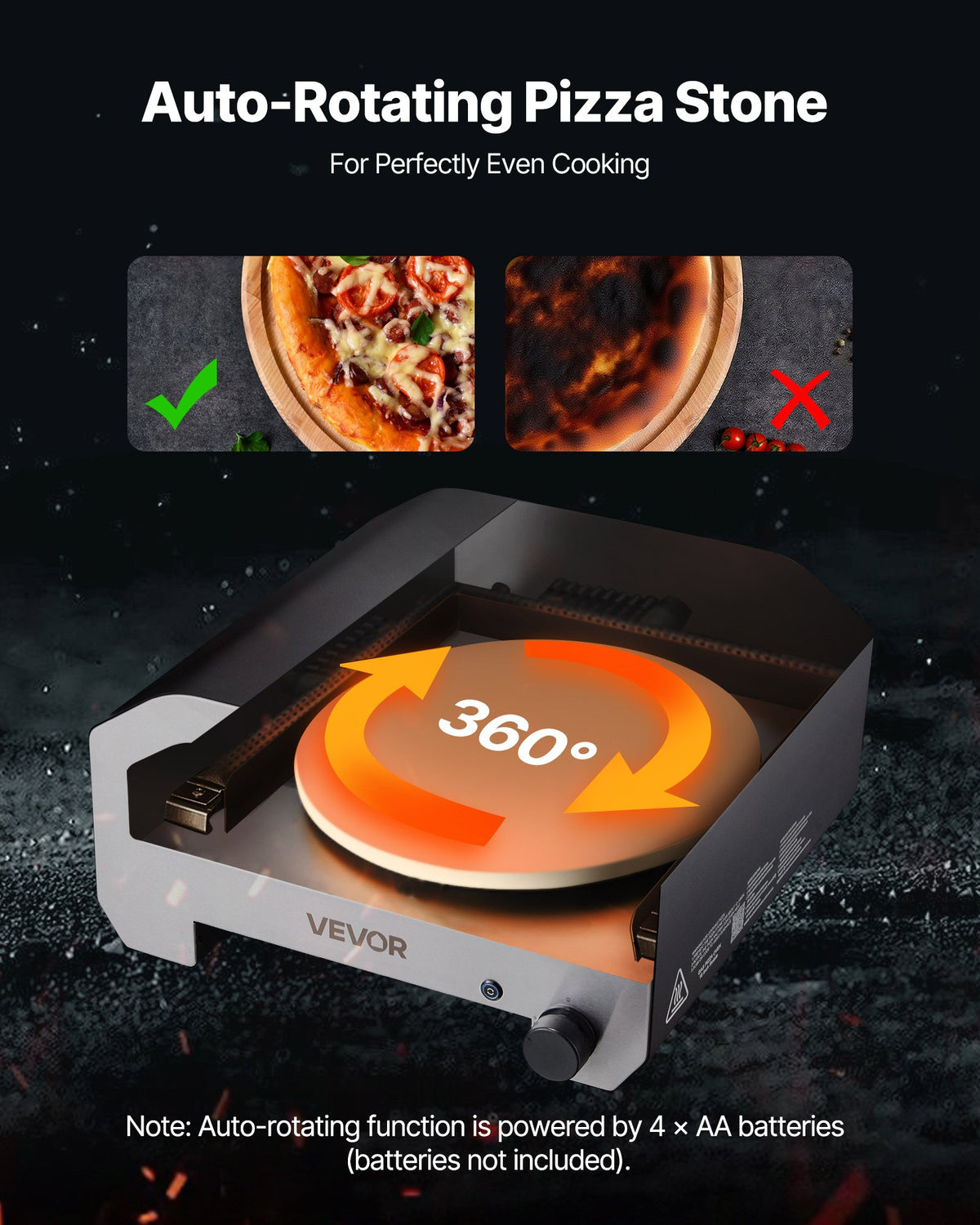 VEVOR Outdoor Pizza Oven, 16 in Propane Gas Pizza Maker, Portable Pizza-Cooker with  Electric Rotation, Thickened Pizza-Stone, Carry Bag, Propane Pizza-Oven for Outside Backyard Patio Camping, Black - BXPSLWPTDXZGRP2D3001V9 - view 5