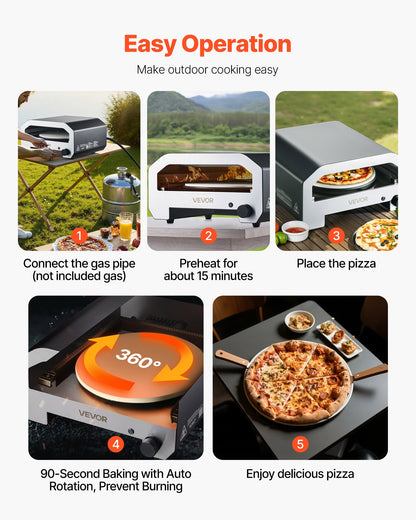VEVOR Outdoor Pizza Oven, 16 in Propane Gas Pizza Maker, Portable Pizza-Cooker with  Electric Rotation, Thickened Pizza-Stone, Carry Bag, Propane Pizza-Oven for Outside Backyard Patio Camping, Black - BXPSLWPTDXZGRP2D3001V9 - view 8