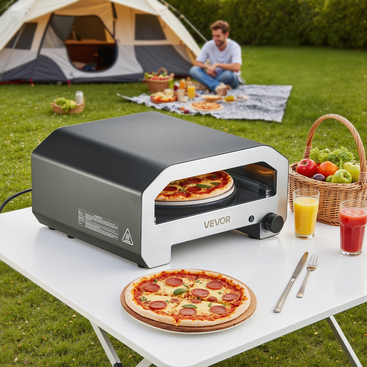 VEVOR Outdoor Pizza Oven, 16 in Propane Gas Pizza Maker, Portable Pizza-Cooker with  Electric Rotation, Thickened Pizza-Stone, Carry Bag, Propane Pizza-Oven for Outside Backyard Patio Camping, Black - BXPSLWPTDXZGRP2D3001V9 - view 9