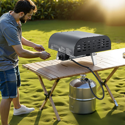 VEVOR Propane Outdoor Pizza Oven, 12 Inch Gas Pizza Maker, Portable Pizza-Cooker with Thickened Pizza-Stone, Carry Bag, Pizza-Oven for Outside Backyard Patio Camping, Black - BXPSLWPTWXZG473H9001V0 - view 9