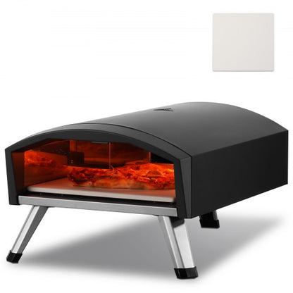 VEVOR Outdoor Pizza Oven, 12" Gas Fired Pizza Maker, Portable Outside Pizza Grill with Thickened Cordierite Pizza Stone, Waterproof Cover, Iron Spray Gas Oven with Foldable Leg for Camping & Backyard - BXPSLWPTWXZGNI9RBV0 - view 2