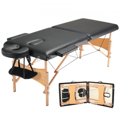 VEVOR Portable Massage Table 28" W, 2 Folding Lightweight Massage Table, 8-Level Height Adjustable Salon Tattoo Bed, Spa Table with Headrest, Armrests, Hand Pallet & Carrying Bag, 600LBS - BXSAMCZXCGK5DI0AWV0 - view 2