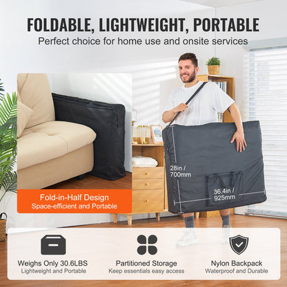 VEVOR Portable Massage Table 28" W, 2 Folding Lightweight Massage Table, 8-Level Height Adjustable Salon Tattoo Bed, Spa Table with Headrest, Armrests, Hand Pallet & Carrying Bag, 600LBS - BXSAMCZXCGK5DI0AWV0 - view 7