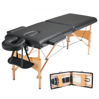 VEVOR Portable Massage Table 24" W, 2 Folding Lightweight Massage Table, 8-Level Height Adjustable Salon Tattoo Bed, Spa Table with Headrest, Armrests, Hand Pallet & Carrying Bag, 600LBS - BXSAMCZXCGK5K5KKEV0 - view 2