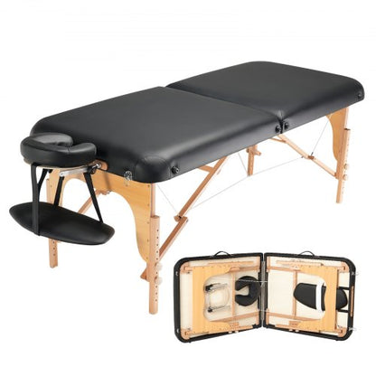 VEVOR Professional Wide Massage Table 30" W, Heavy Duty Folding Massage Table,  8-Level Height Adjustable Facial Salon Tattoo Bed, Portable Spa Table with Headrest, Hand Pallet & Carrying Bag, 750LBS - BXSAMCZYK750OS6CZV0 - view 2