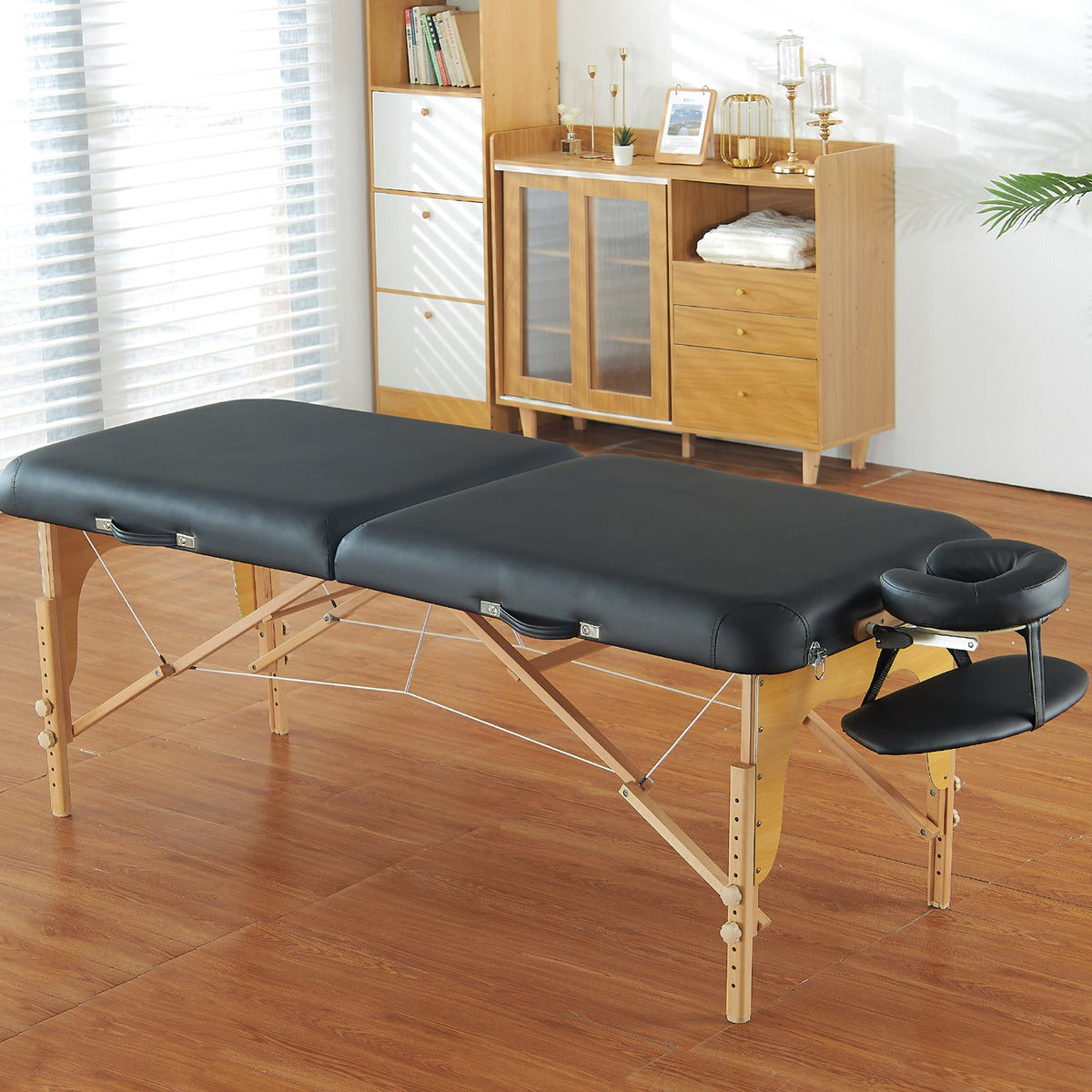 VEVOR Professional Wide Massage Table 30" W, Heavy Duty Folding Massage Table,  8-Level Height Adjustable Facial Salon Tattoo Bed, Portable Spa Table with Headrest, Hand Pallet & Carrying Bag, 750LBS - BXSAMCZYK750OS6CZV0 - view 9