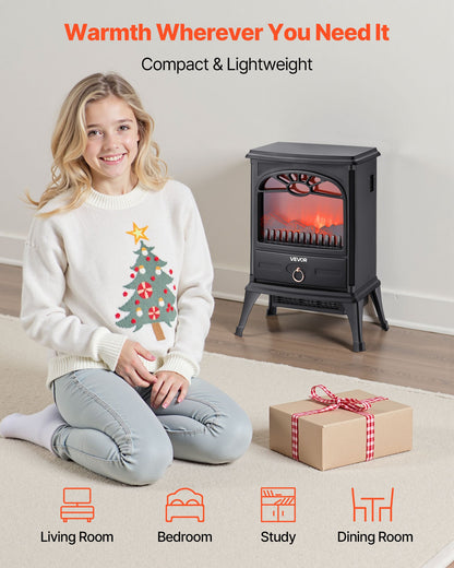 VEVOR 22.8inch Freestanding Fireplaces, 1500W 5120BTU Portable Electric Fireplace Stove Heater, with Overheating Protection,Realistic Flames,for Living Room,Bedroom,Study,Dining Room Warmth,Black - BXSBL22INCHHNTQQW001V1 - view 3