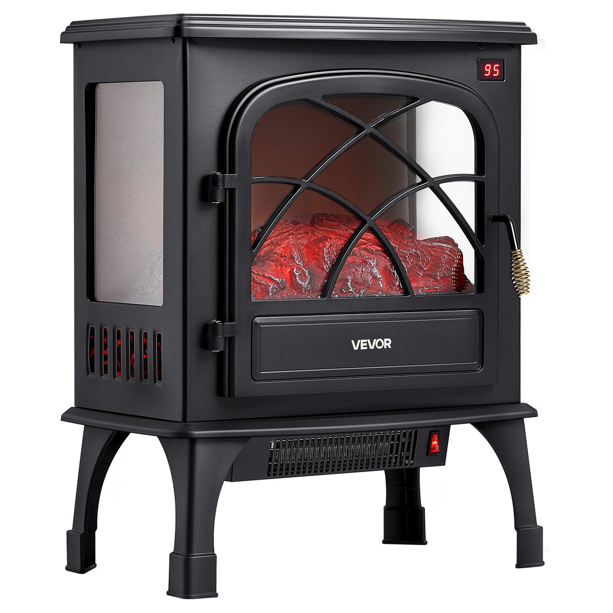 VEVOR 25.5inch Freestanding Fireplaces, 1500W 5120BTU Portable Electric Fireplace Stove Heater, with Overheating Protection,Adjustable Flames,Timer, Remote,for Living Room,Bedroom,Black - BXSBL24INCHHR8CGG001V1 - view 1