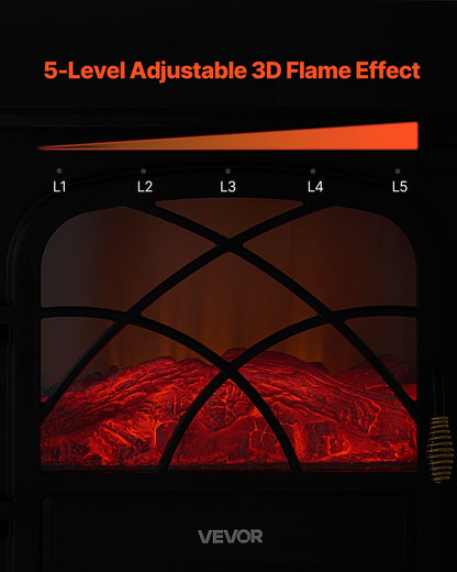 VEVOR 25.5inch Freestanding Fireplaces, 1500W 5120BTU Portable Electric Fireplace Stove Heater, with Overheating Protection,Adjustable Flames,Timer, Remote,for Living Room,Bedroom,Black - BXSBL24INCHHR8CGG001V1 - view 5