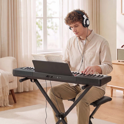 VEVOR Digital Piano 61 Keys Semi Weighted Keyboard Portable Stand Bench, for Beginners, 128 Tones, 128 Rhythms, Dual Power Supply Electronic Piano, with Pedal, Headphone Jack, USB/MIDI, Music Stand - BXSBPZSMGQHSERMW7001V1 - view 9