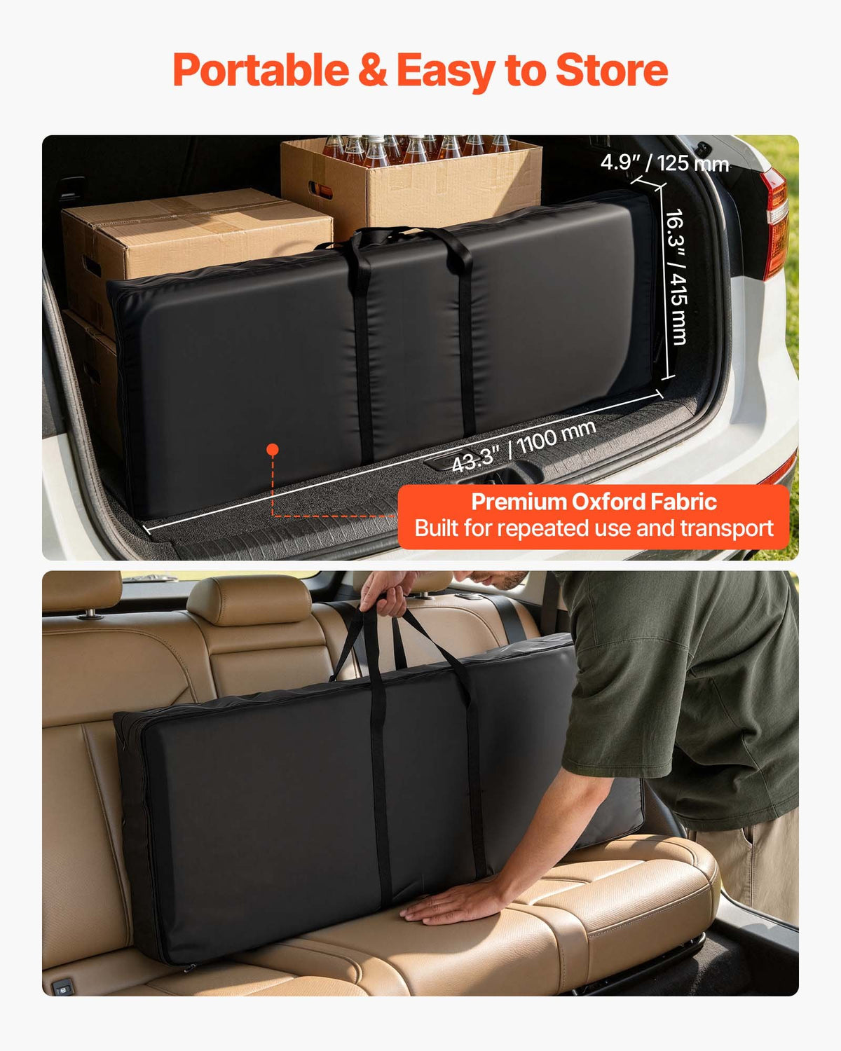 VEVOR Folding Portable Bar Table, 43.3 x 15.2 x 34.8 in, with Carry Bag, 2 Storage Shelves, and Detachable Skirt, Quick and Easy Setup, Foldable Mobile Bartending Station for Events, Party, Tradeshow - BXSBTZZDZJDC2X71M001V0 - view 7