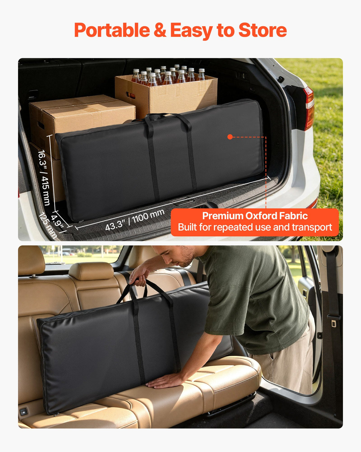 VEVOR Folding Portable Bar Table, 43.3 x 15.4 x 34.6 in, with Carry Bag, Storage Shelf, and Detachable Skirt, Quick and Easy Setup, Foldable Mobile Bartending Station for Events, Party, Tradeshow - BXSBTZZDZJDCCWEVK001V0 - view 7