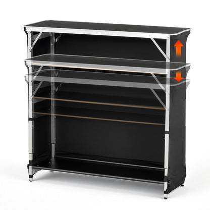 VEVOR Folding Portable Bar Table, 43.5 x 15.4 x 39.8 in, with Carry Bag, 2 Storage Shelves, and Detachable Skirt, Quick and Easy Setup, Foldable Mobile Bartending Station for Events, Party, Tradeshow - BXSBTZZDZJDCKZ8EP001V0 - view 10
