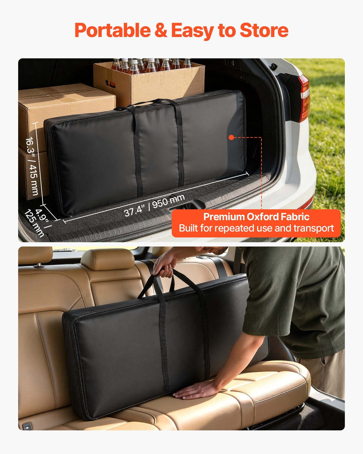 VEVOR Folding Portable Bar Table, 38.6 x 15.2 x 34.3 in, with Carry Bag, Storage Shelf, and Detachable Skirt, Quick and Easy Setup, Foldable Mobile Bartending Station for Events, Party, Tradeshow - BXSBTZZDZJXC8GMD3001V0 - view 7
