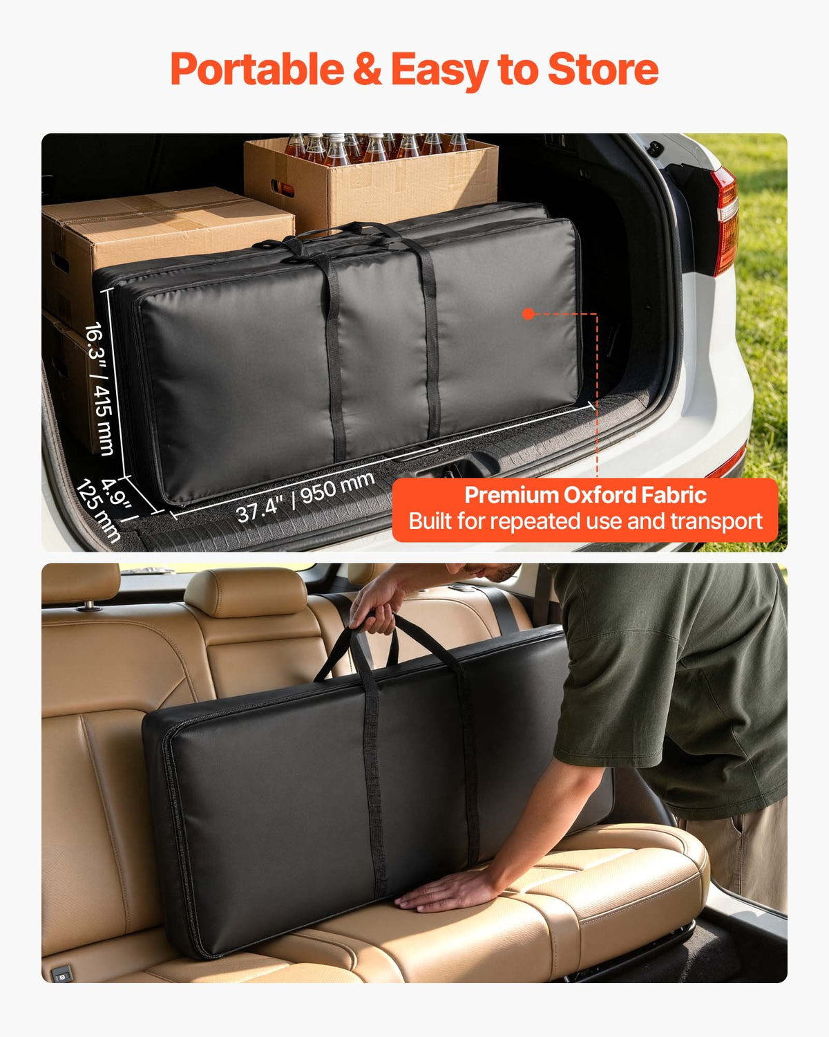 VEVOR Folding Portable Bar Table, 2 pcs, 38.6 x 15.2 x 34.3 in, with Carry Bag, Storage Shelf, Detachable Skirt, Quick and Easy Setup, Foldable Mobile Bartending Station for Events, Party, Tradeshow - BXSBTZZDZJXCTBVI3001V0 - view 7