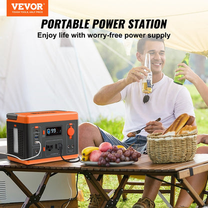 VEVOR Portable Power Station, 296Wh, Backup Lithium-ion Battery Solar Powered Generator, 300W(Peak Power 600W) Pure Sine Wave AC Outlet, USB QC3.0 LED Light, for Outdoors Camping - BXSCNDYMC296WSGUCV1 - view 2