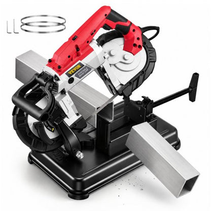 VEVOR Portable Band Saw, 110V 10-Amp Corded Tool with Removable Steel Base, 5-Inch Capacity, 6-Level Variable Speed, 0 to 45 Degree Angle, Deep-Cut Band Saw for Steel, Aluminum, Ir - BXSD5INCH110VEXOVV1 - view 1