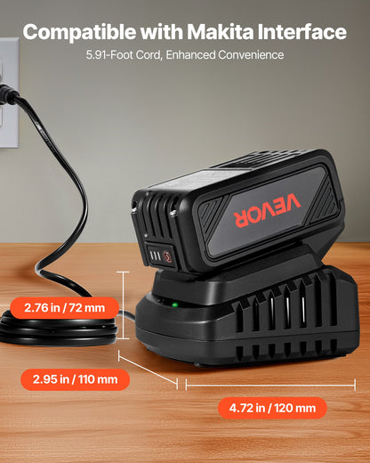 VEVOR 20V MAX, Portable Battery and Charger Combo, AC 110V, 4.0 Ah Lithium-Ion Battery Pack, 4000 mAh Large Capacity, Extended Runtime, Compatible with Series Tools, for Replacement and Fast Charging - BXSDJDCSPMTD4513S001V1 - view 5
