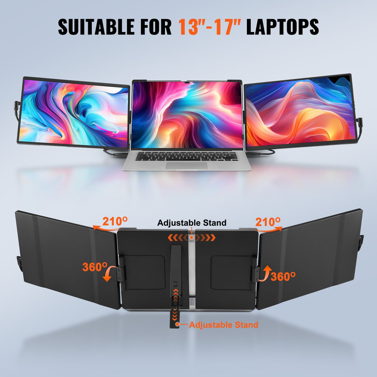 VEVOR Portable Laptop Screen Extender, 14" FHD 1080P IPS Triple Extended Monitor for 13"-17" Laptop, Swivel Portable Monitor USB-C/USB-A/Mini HDMI Port, Compatible with Mac/Wins/Android/Switch/PS5 - BXSDNXSQ14YCAKI6CV1 - view 5