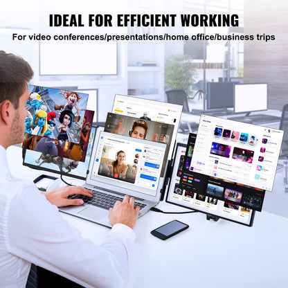 VEVOR Portable Laptop Screen Extender, 14" FHD 1080P IPS Triple Extended Monitor for 13"-17" Laptop, Swivel Portable Monitor USB-C/USB-A/Mini HDMI Port, Compatible with Mac/Wins/Android/Switch/PS5 - BXSDNXSQ14YCAKI6CV1 - view 7