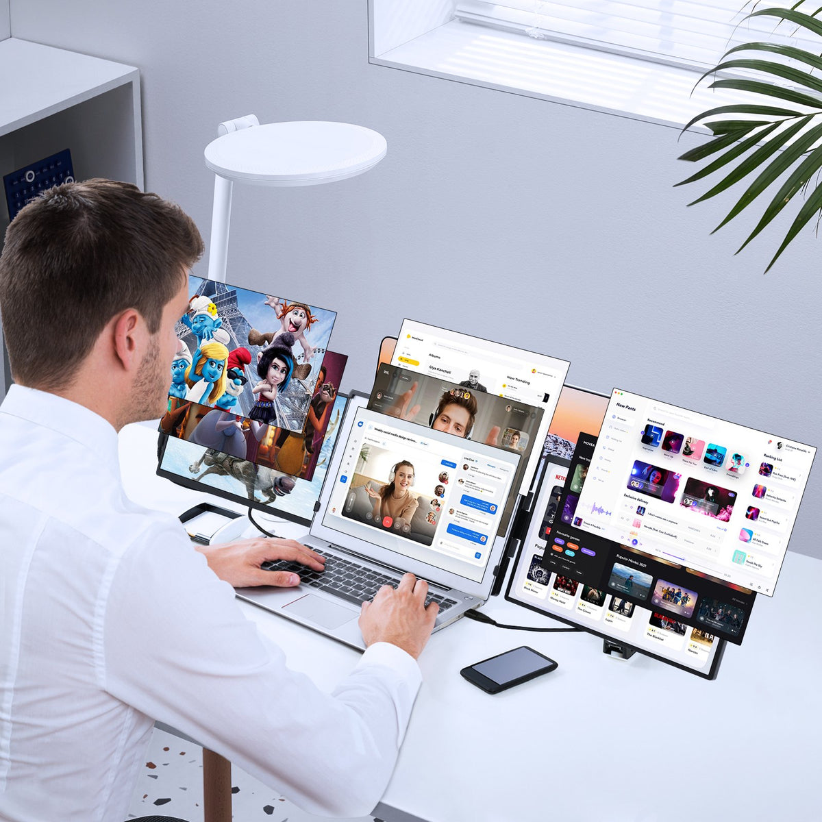 VEVOR Portable Laptop Screen Extender, 14" FHD 1080P IPS Triple Extended Monitor for 13"-17" Laptop, Swivel Portable Monitor USB-C/USB-A/Mini HDMI Port, Compatible with Mac/Wins/Android/Switch/PS5 - BXSDNXSQ14YCAKI6CV1 - view 9