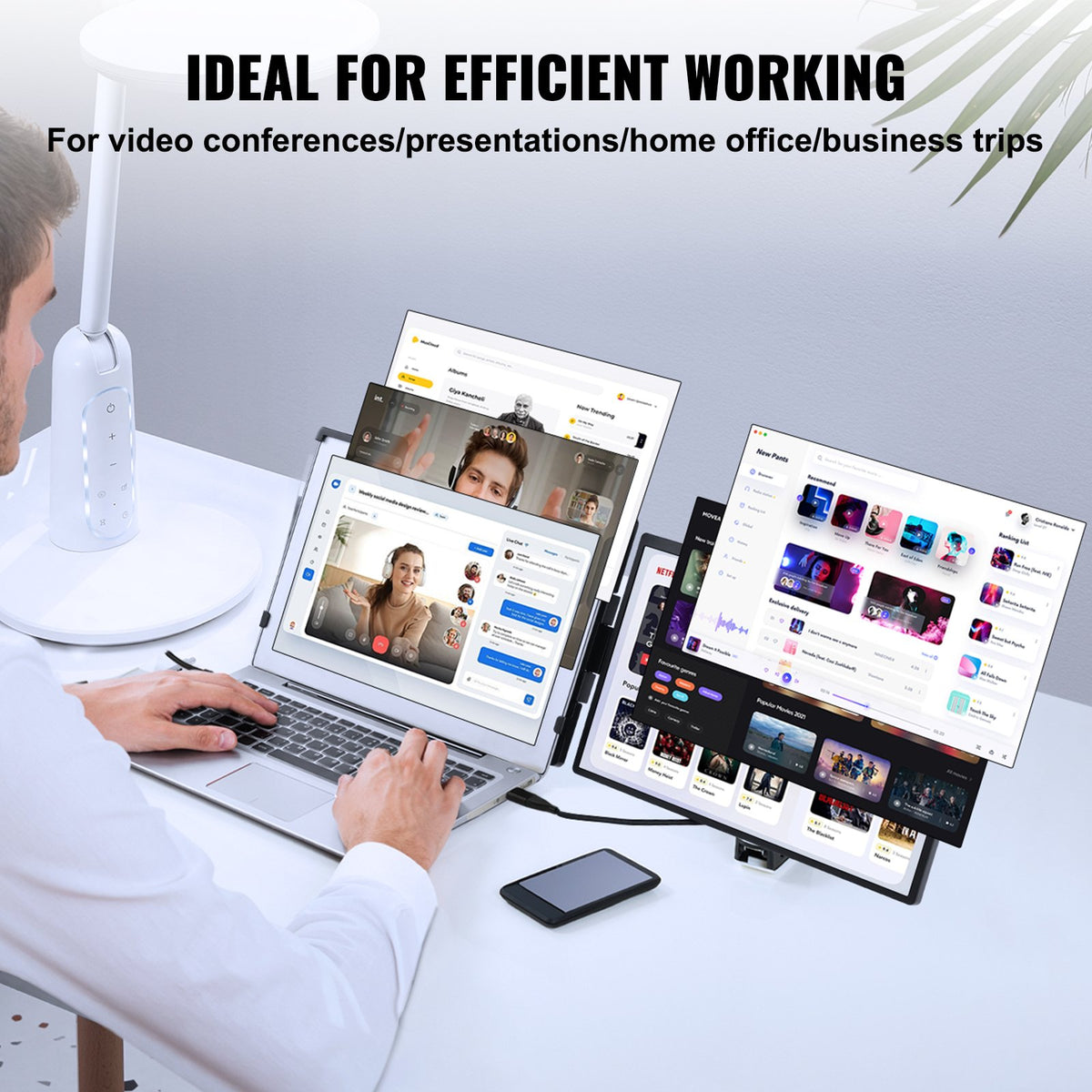 VEVOR Portable Laptop Screen Extender, 14" FHD 1080P IPS Dual Extended Monitor for 13"-17" Laptop, Swivel Portable Monitor USB-C/USB-A/Mini HDMI Port, Compatible with Mac/Wins/Android/Switch/PS5 - BXSDNXSQ14YCZA95CV1 - view 7