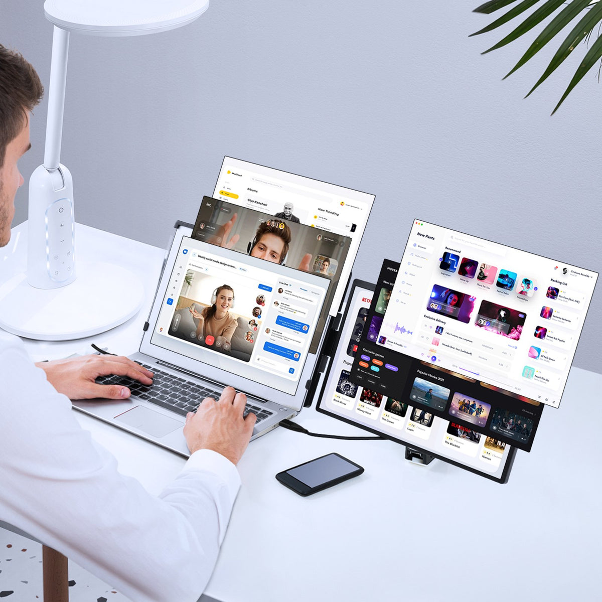 VEVOR Portable Laptop Screen Extender, 14" FHD 1080P IPS Dual Extended Monitor for 13"-17" Laptop, Swivel Portable Monitor USB-C/USB-A/Mini HDMI Port, Compatible with Mac/Wins/Android/Switch/PS5 - BXSDNXSQ14YCZA95CV1 - view 9