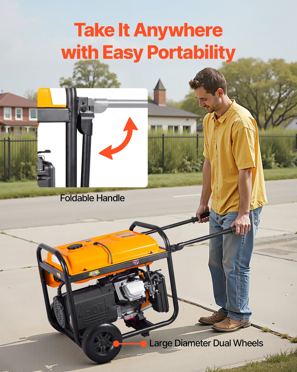 VEVOR Portable Generator, Gasoline 13500W Peak Watt & LPG 12000W Peak Watt Dual Fuel Generator, Home Backup Generators with Electric Start, Gasoline & LPG Powered, CO Sensor, 20A & 50A Outlets - BXSFDJSRLKYLNWTU0001V5 - view 5