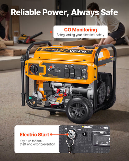 VEVOR Portable Generator, Gasoline 13500W Peak Watt & LPG 12000W Peak Watt Dual Fuel Generator, Home Backup Generators with Electric Start, Gasoline & LPG Powered, CO Sensor, 20A & 50A Outlets - BXSFDJSRLKYLNWTU0001V5 - view 7