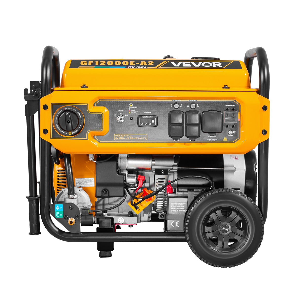 VEVOR Portable Generator, Gasoline 13500W Peak Watt, LPG 12000W Peak Watt & Natural Gas 11000W Peak Watt Tri-Fuel Generator, Home Backup Generators with Electric Start, Gas, LPG & Natural Gas Powered - BXSFDJSRLKYLTR139001V5 - view 10