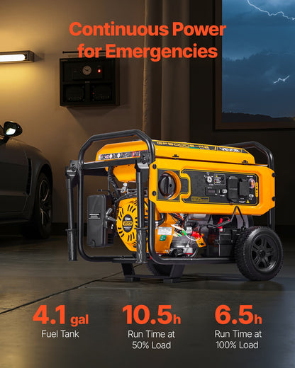 VEVOR Portable Generator, Gasoline 4650W Peak Watt & LPG 4130W Peak Watt Dual Fuel Generator, Home Backup Generators with Electric Start, Gasoline & LPG Powered, CO Sensor, 20A & 50A Outlets - BXSFDJSRLKYLU7X9M001V1 - view 4