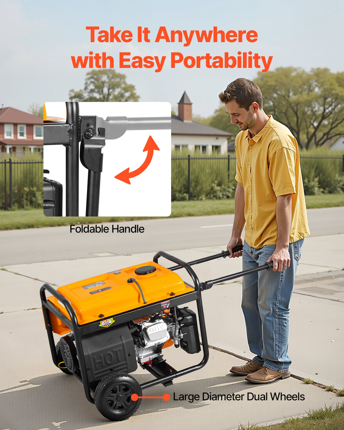 VEVOR Portable Generator, Gasoline 4650W Peak Watt & LPG 4130W Peak Watt Dual Fuel Generator, Home Backup Generators with Electric Start, Gasoline & LPG Powered, CO Sensor, 20A & 50A Outlets - BXSFDJSRLKYLU7X9M001V1 - view 5