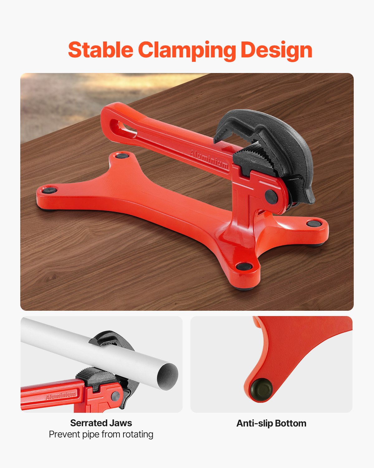 VEVOR Portable Pipe Vise, Lightweight Aluminum Pipe Vise with 1/8" to 1-1/2"  Clamping Capacity, Ideal for Onsite Plumbing Installation, Repair, and Maintenance - BXSGHQ18112ICTI8XV0 - view 5